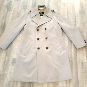 Vintage Harbor‎ Master Trench Coat Men's size 38 Regular Tan Beige Wool Liner
